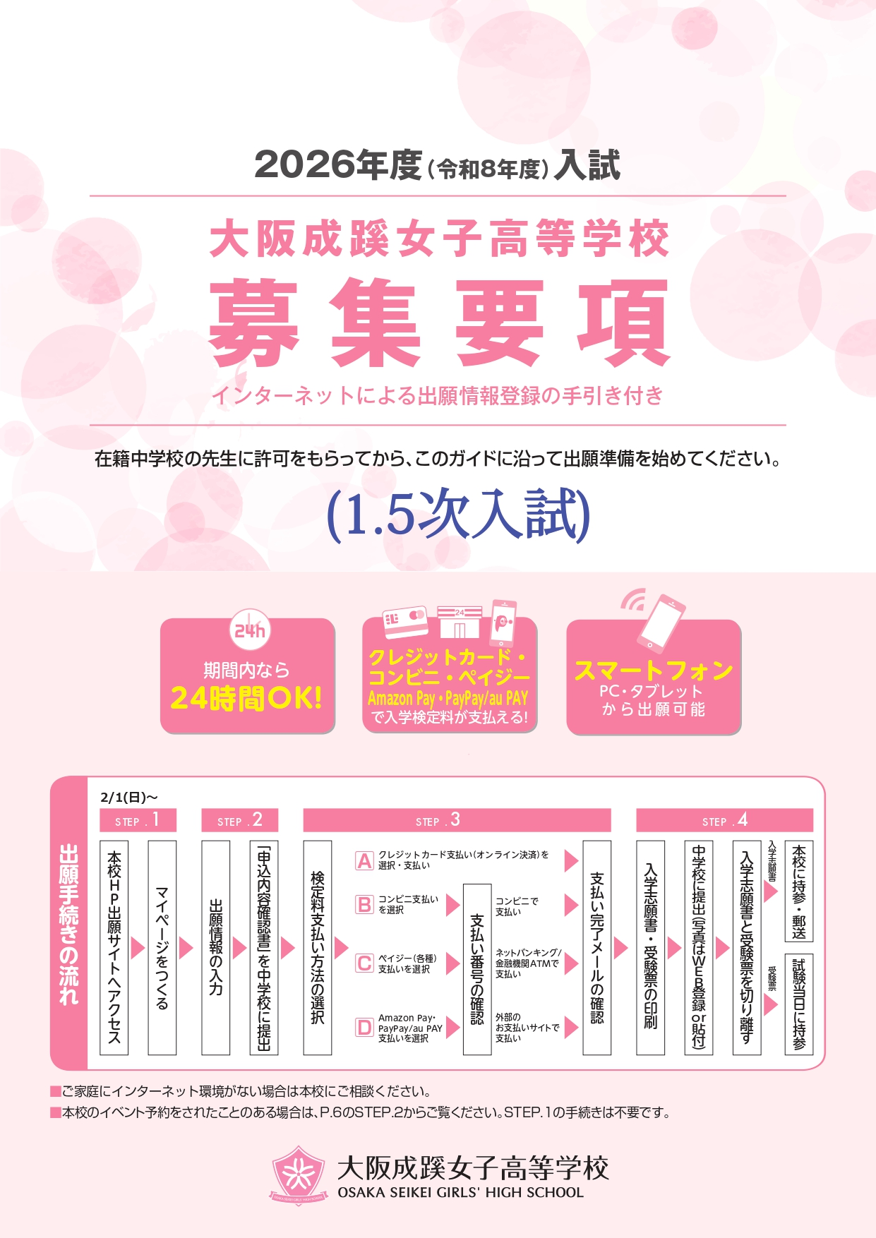 2026年度（令和8年度）1.5次入試生徒募集要項（インターネットによる出願情報登録の手引き）